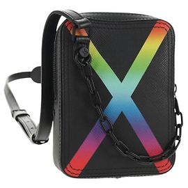 LOUIS VUITTON Borsa Messenger Danube Taiga Rainbow Nera M30332 LV Auth 146086SAM
