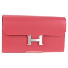 HERMES Portefeuille Long Constance Cuir Rose Auth 141188SM - Hermès