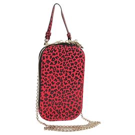 Pochette per telefono in pelle Christian Dior con catena 2 in 1 Rossa Oro Auth 147971SAM