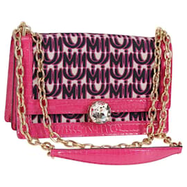 Borsa a Spalla Miu Miu in Tela e Pelle 2 in 1 Rosa Oro Auth 120964SAM