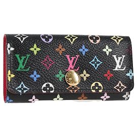LOUIS VUITTON Multicolor Multicles 4 Key Case Black M93732 LV Auth yk18052M