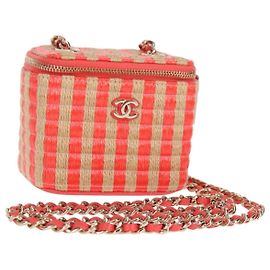 Borsa a spalla a catena CHANEL in paglia beige oro CC Auth 120168SAM