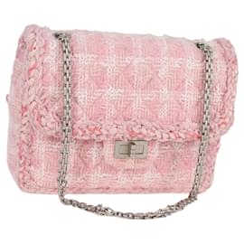 CHANEL Schultertasche Chain Matelassé 23 2.55 Tweed Rosa CC Auth 121623SM - Chanel