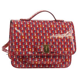 Zaino Vala con Rivestimento in Vinile Salvatore Ferragamo 3 in 1 Rosso Oro Auth 134344SAV