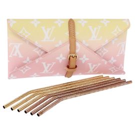 LOUIS VUITTON Pochette Etoui 6 Cannucce Monogram Rosa GI0621 LV Auth 156366SM