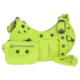 BALENCIAGA LucaGol XS Borsa a mano in pelle Giallo neon 671309 Auth am10278SAM