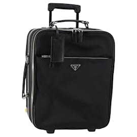 PRADA Tragetasche Nylon Leder Schwarz Silber Auth SW1789