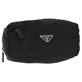 Pochette Prada Nylon Nero Argento Auth ka131