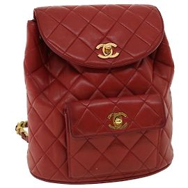 CHANEL Borsa a Mano Matelassé con Catena in Pelle di Agnello Rossa CC Auth 31892V