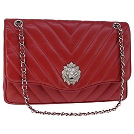 CHANEL Borsa a Spalla con Catena V Stitch in Pelle di Agnello Rossa CC Auth 102030SAM