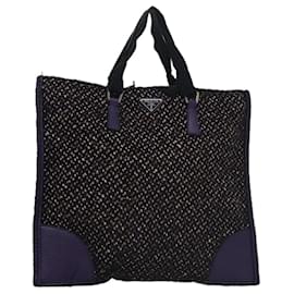 PRADA Borsa a mano in lana pelle viola argento Auth bs20846A - Prada
