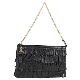 CHANEL Handtasche mit Kette aus Lammleder Schwarz Gold CC Auth yk18016M