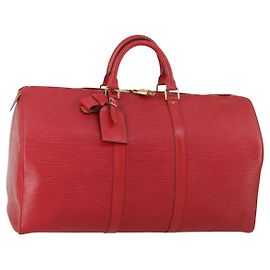 LOUIS VUITTON Epi Keepall 50 Borsa Boston Rossa M42967 LV Auth 155329V