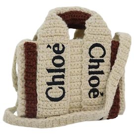 Chloé Chloe Handtasche aus Baumwolle 2-Wege Beige Auth 89304M