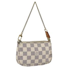 LOUIS VUITTON Mini Pochette Accessoires Damier Azur Pouch N63005 Auth 172013A