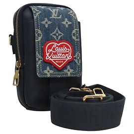 LOUIS VUITTON LV Squared Double Pouch per Telefono Blu M81060 LV Auth EC603SM