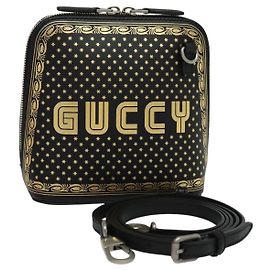 Borsa a spalla in pelle nera GUCCI SEGA Collaboration 511189 Auth BD1503SAV