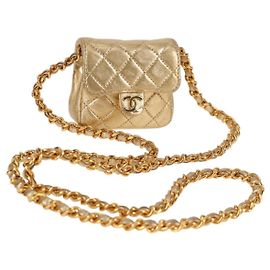 CHANEL Mini Mini Matelassé 7 Kette Tasche Lammleder Goldfarbene CC Auth 120870SAV