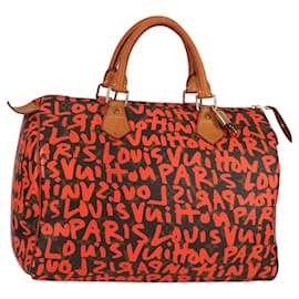 LOUIS VUITTON Borsa a Mano Speedy 30 Monogram Graffiti Arancione M93705 Auth 124885V