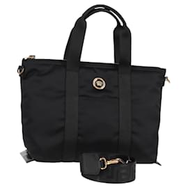 VERSACE Handtasche Nylon 2-in-1 Schwarz Gold Auth 118727V - Versace