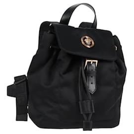 Zaino VERSACE in nylon nero e oro Auth 118734V - Versace