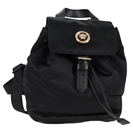 Zaino VERSACE in nylon nero e oro Auth 118731V - Versace
