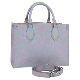 LOUIS VUITTON Borsa On The Go PM Monogram Empreinte 2way Blu M46067 Auth MX449M