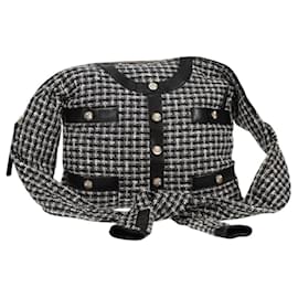 Giacca Chanel Girl Borsa a Spalla tweed Nero Bianco CC Auth 126244SAV