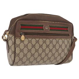 GUCCI GG Supreme Web Sherry Line Tasche aus PVC Beige 001 113 6472 4028 Auth ka2001