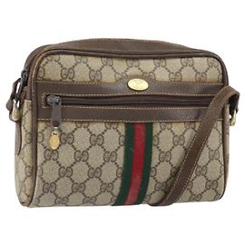 Gucci GG Supreme Web Sherry Line Schultertasche PVC Beige 010 378 Auth 170391