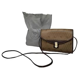 Borsa a spalla in pelle Dior vintage beige e marrone