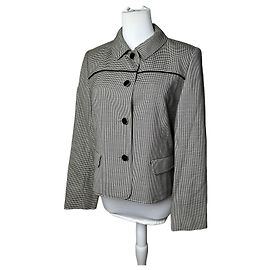 Blazer de Lana Vintage Courreges a Cuadros / Gris Negro M