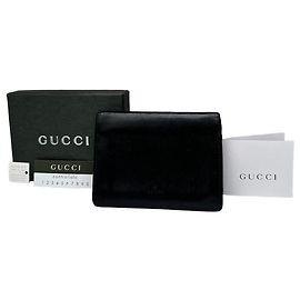 Tarjetero de cuero vintage Gucci negro