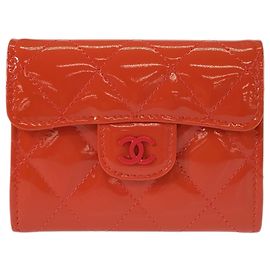 Portacarte da visita in pelle verniciata arancione CHANEL