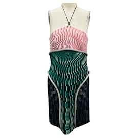 Abito mini halter stampato multicolore rosa / verde di Mary Katrantzou