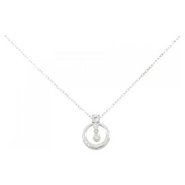 Autre Marque Collar de oro blanco K10 con topacio blanco y diamante