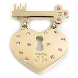 Spilla Cuore con Lucchetto e Chiave Chanel