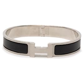 Bracelet PM Clic H en émail noir étroit Hermès