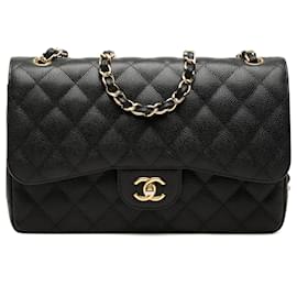 Chanel Nero Jumbo Classico Caviar Doppio Flap