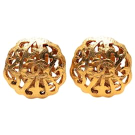 Chanel Gold CC vergoldete Clip-On Ohrringe