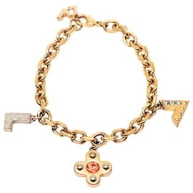 Bracciale Charm Love Letters in ottone placcato oro e strass Louis Vuitton