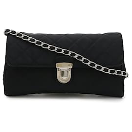Borsa a catena in nylon e pelle Prada