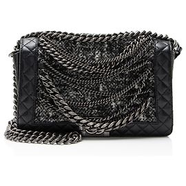 Borsa Boy Antica Incatena in Pelle di Vitello Tweed Paris Dallas di Chanel