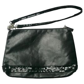 VANESSA BRUNO Black Leather Clutch Bag Excellent Condition