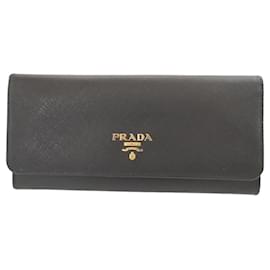 Prada Saffiano Leder schwarzes Bi-Fold Langwallet