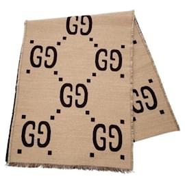 Gucci GG Jacquard Schal in Beige und Braun