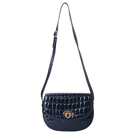 Autre Marque Schwarze Krokodilleder Umhängetasche Collection Privée