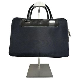 Vintage Courreges Canvas-Leder-Handtasche Schwarz