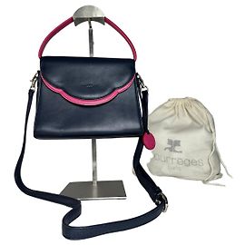 Borsa in pelle 2WAY vintage Courreges blu navy rosa