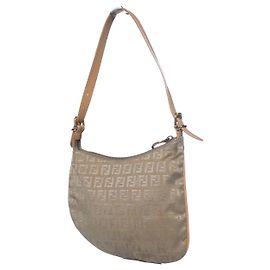 Borsa a spalla Zucchini FF Oyster in beige di Fendi